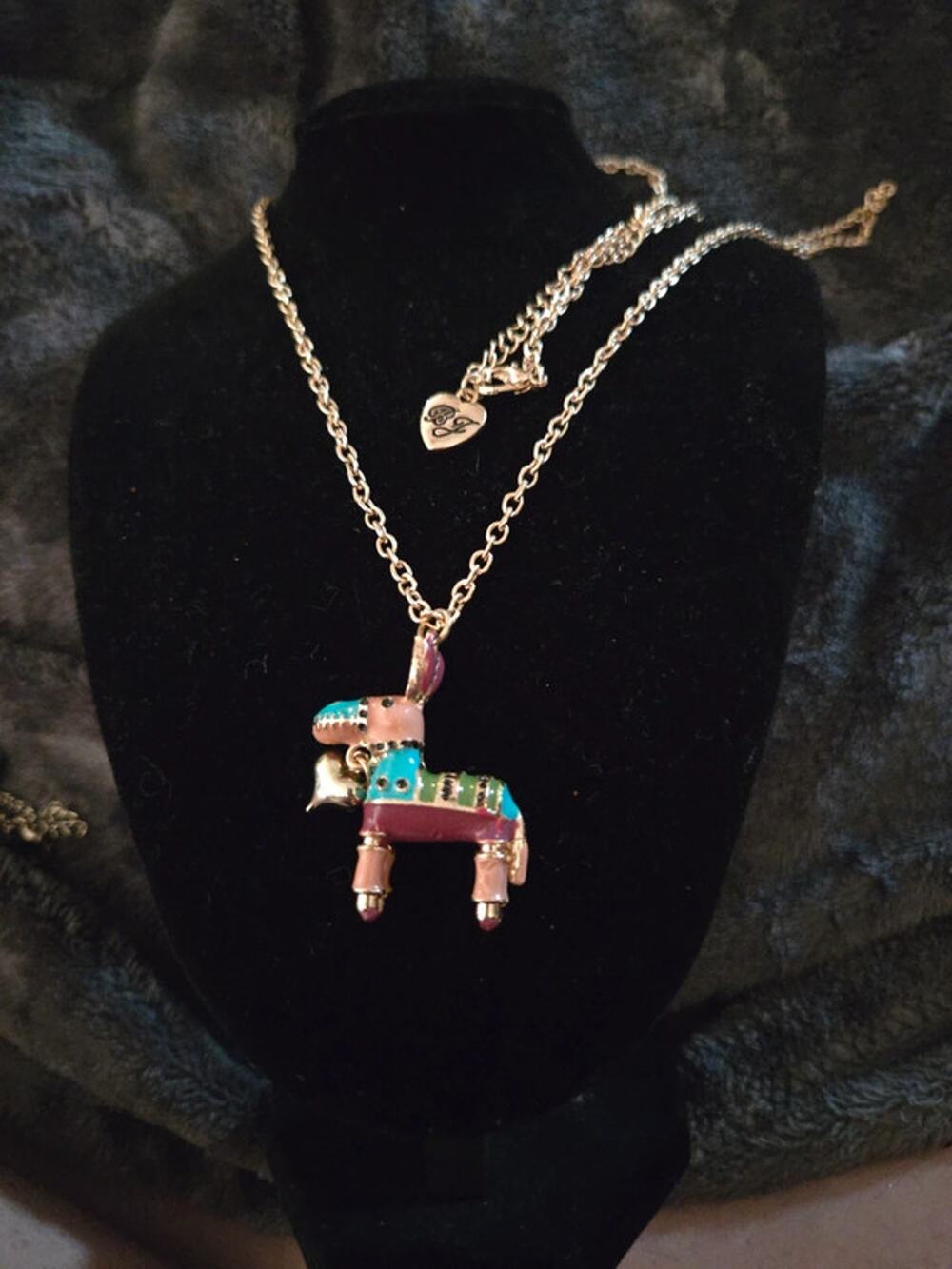 Betsey Johnson piñata donkey pendant necklace